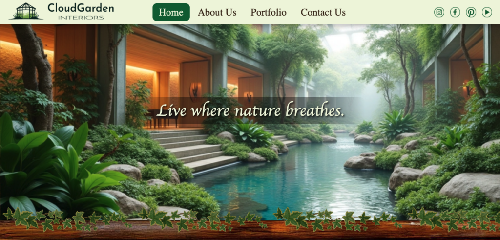 Cloudgarden Interiors Bioliphic Website Design